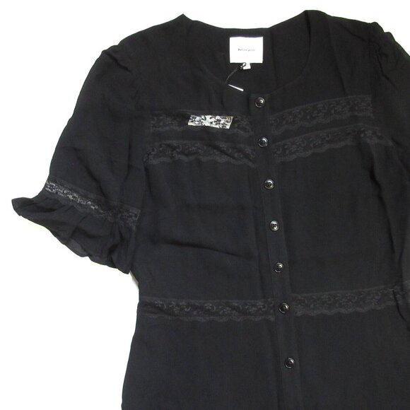 NWT NWT Reformation Woodson in Black Lace Trim Midi Button Down Shirt Dress 12 - Picture 3 of 10